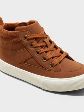 Cat & Jack Cooper Mid Top Sneaker Boots in Cognac Kids Size 3 Unisex Brown